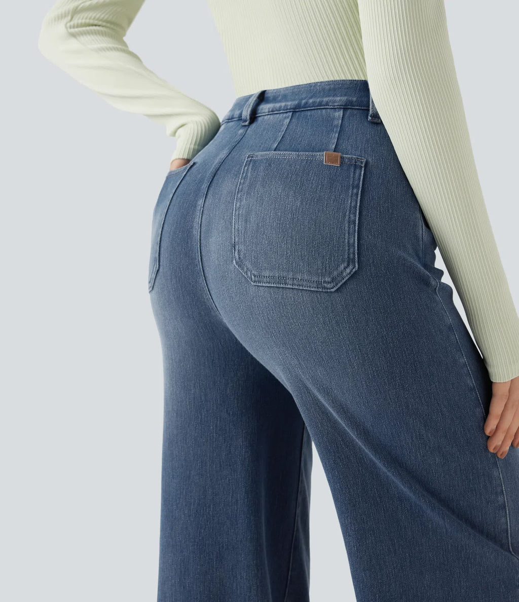 Jeans Elara de Pierna Ancha y Talle Alto