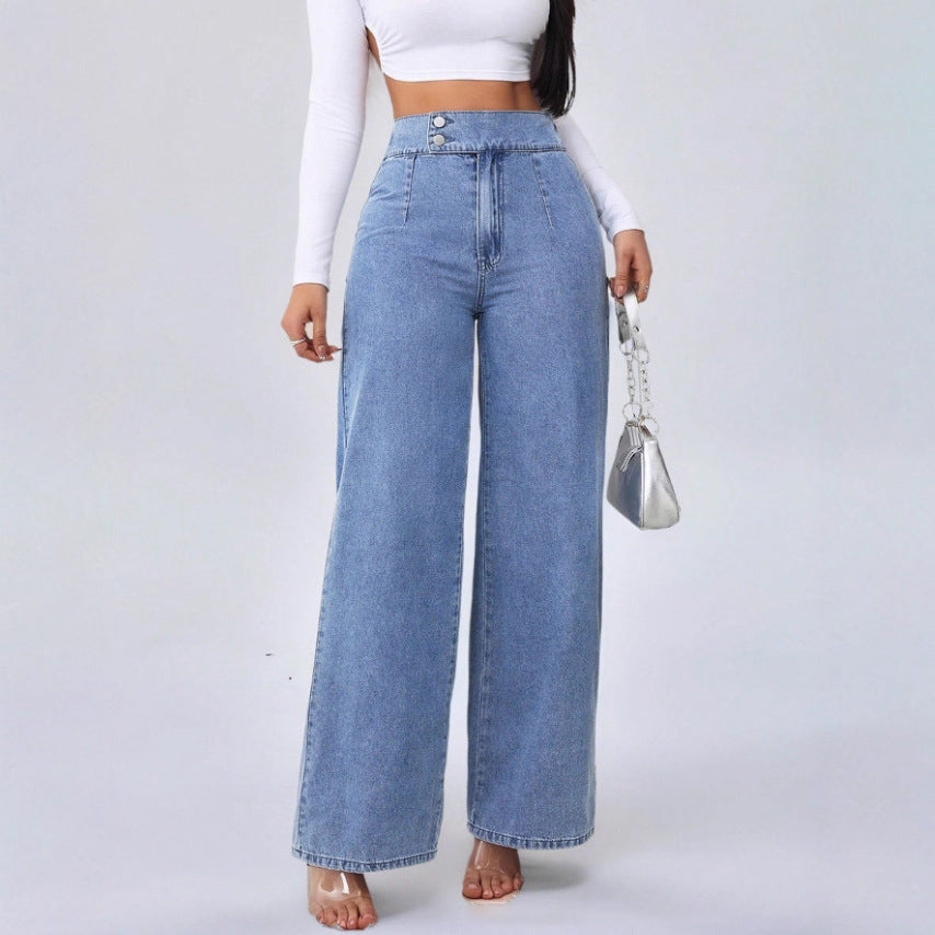 Jeans Verona de Talle Alto con Doble Botón