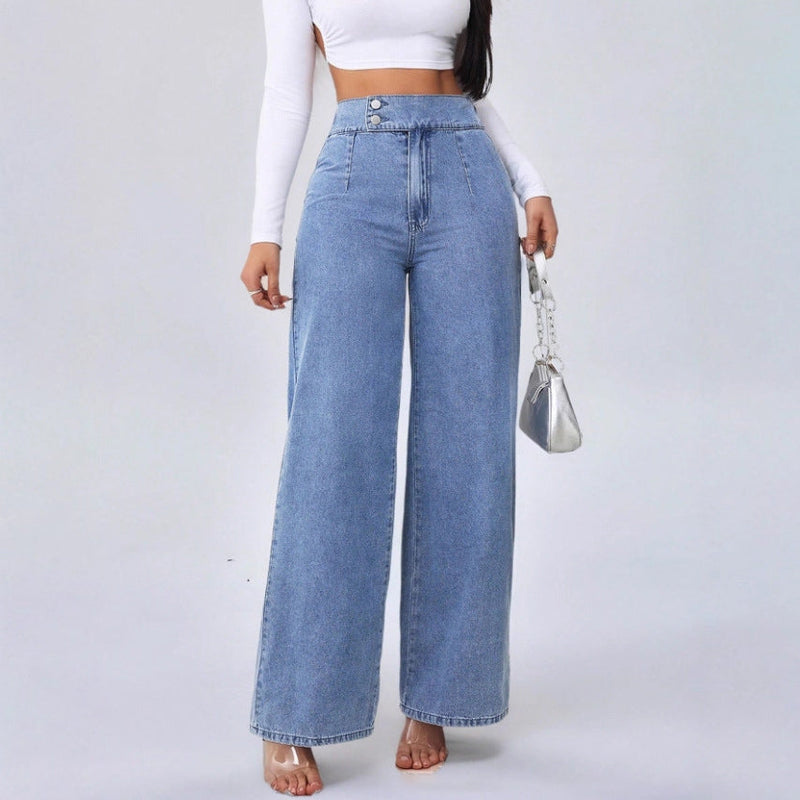 Jeans Verona de Talle Alto con Doble Botón