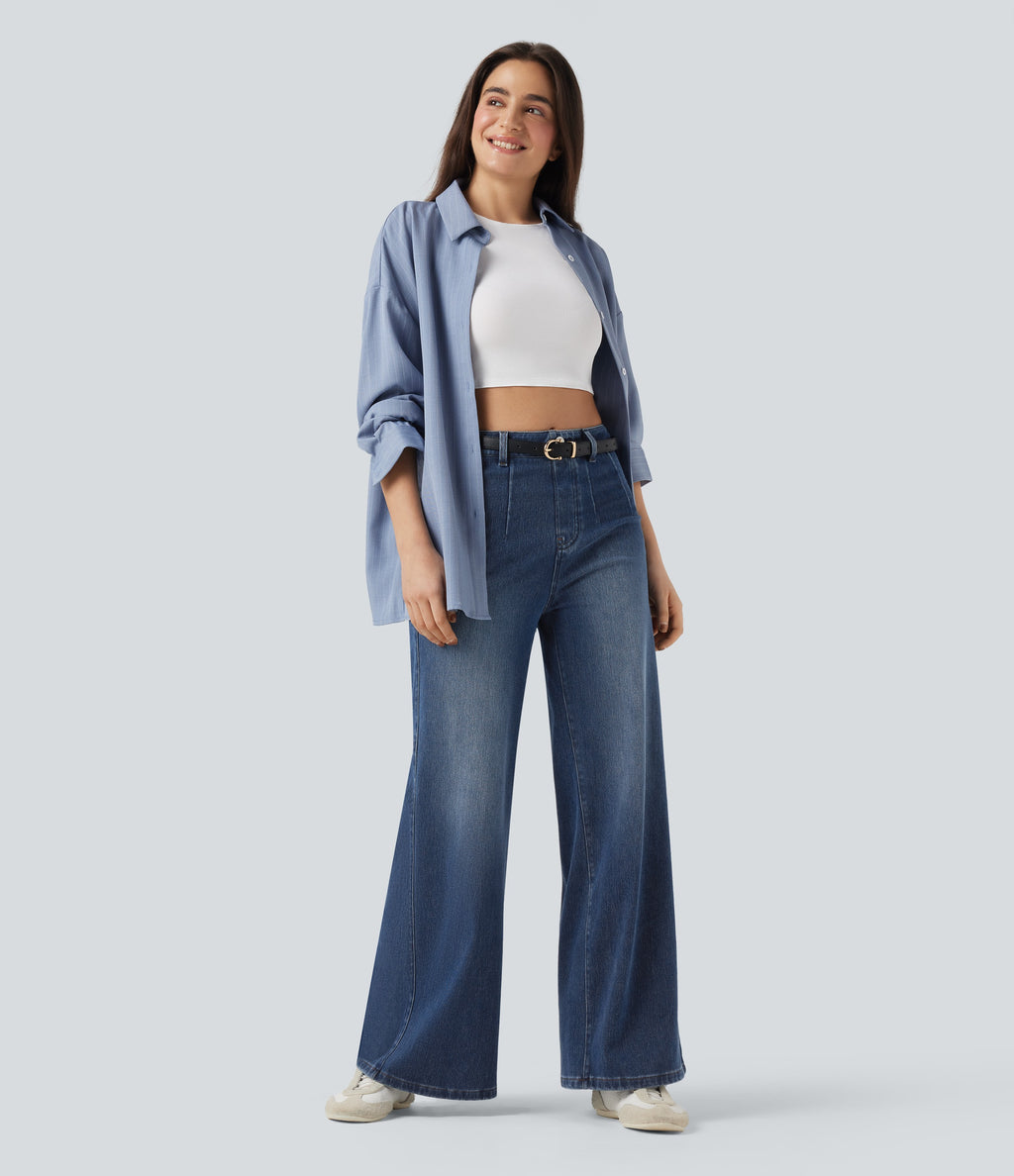 Jeans Elara de Pierna Ancha y Talle Alto