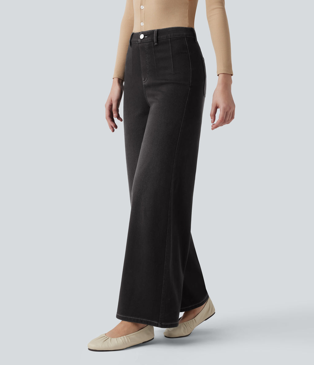 Jeans Elara de Pierna Ancha y Talle Alto