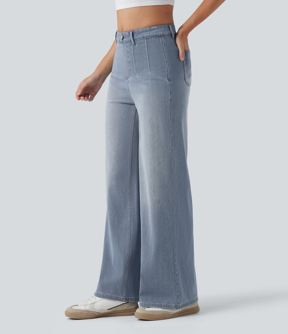 Jeans Elara de Pierna Ancha y Talle Alto
